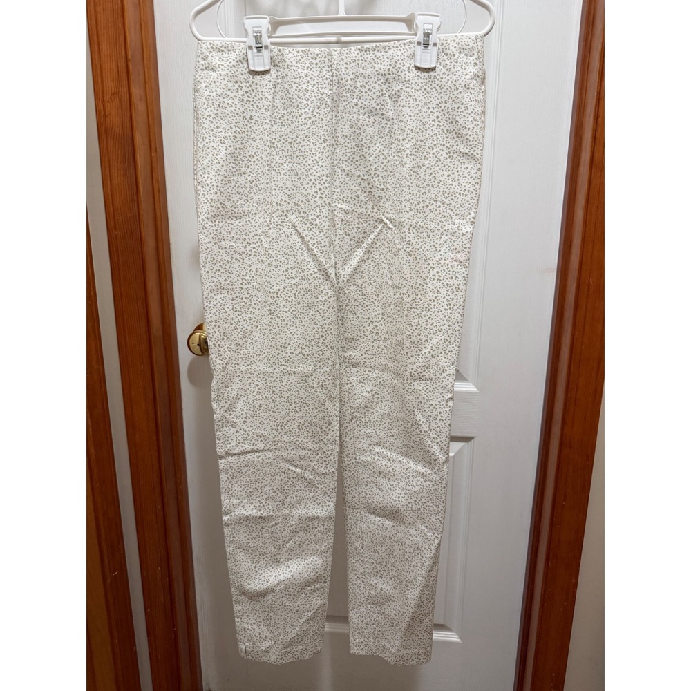 Crosby by‎ Mollie Burch Neutral Cheetah Animal Print Ankle Pants Size 4 Side Zip